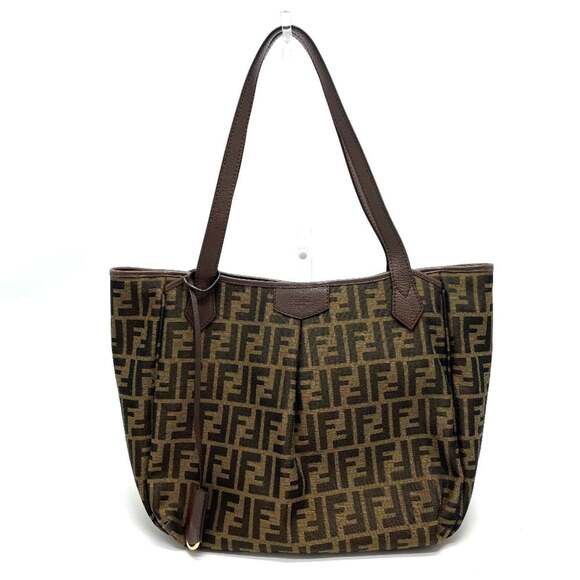 FENDI Brown Leather Zucca Shoulder Bag